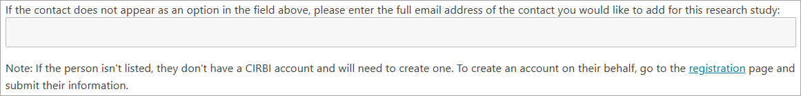 Site Submission - Start of Investigator Application submission form - email field and registration link.png